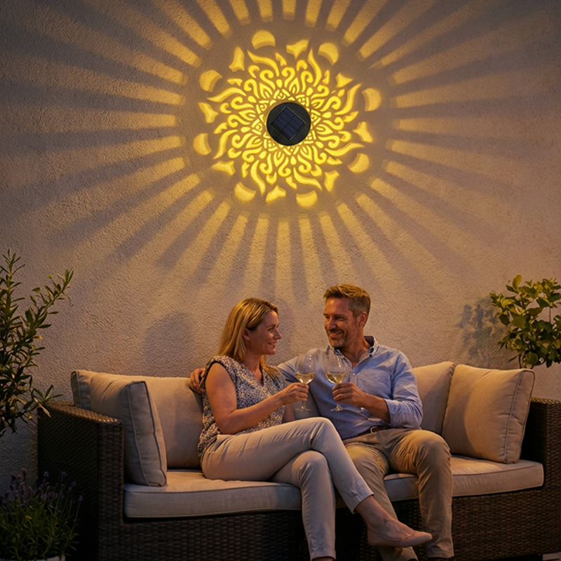🌞 Buy 1 Get 1 FREE! Solar Mandala Wall Light – Outdoor Garden Projector Lamp for Patio & Fence ✨