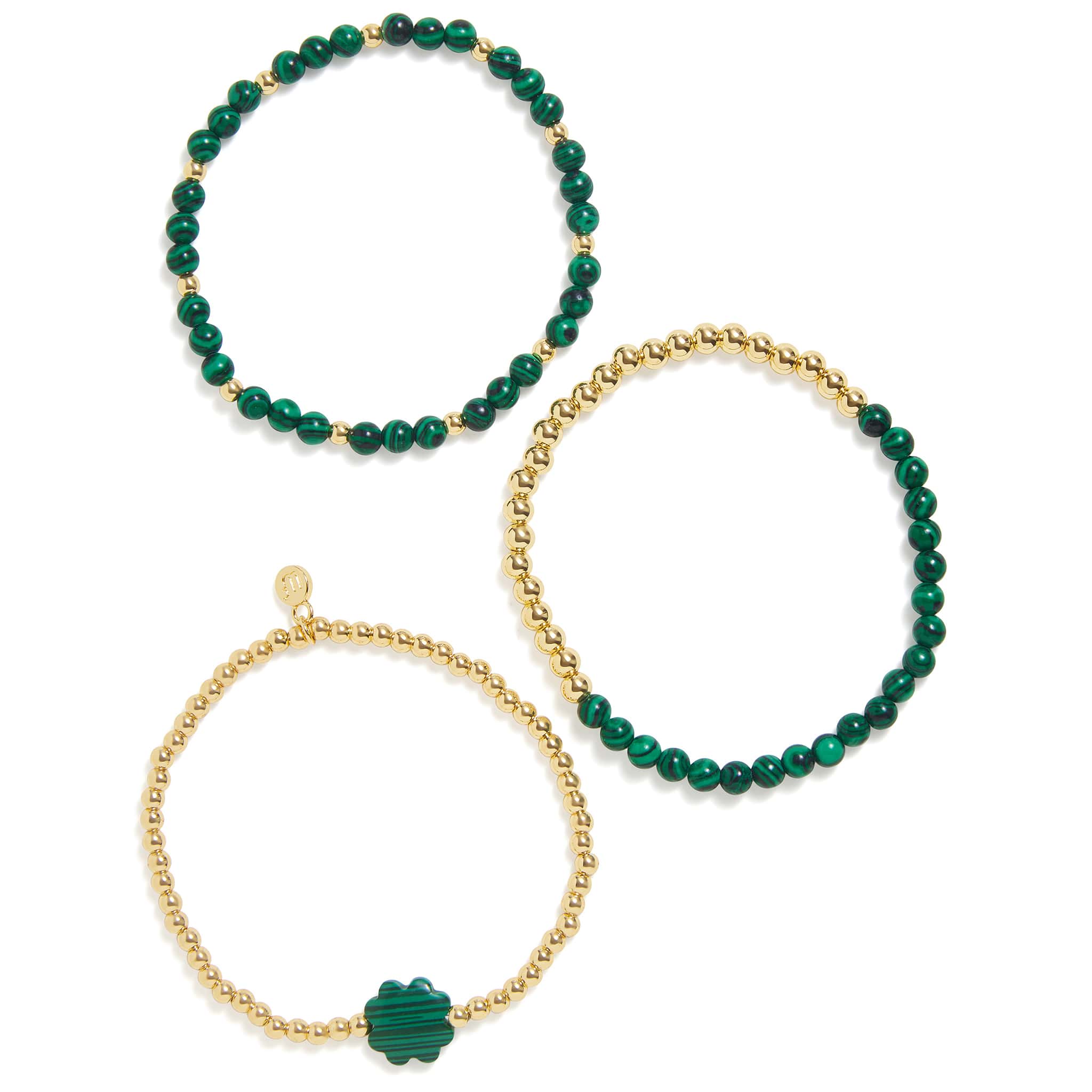 Malachite Clover Stretch Bracelet Set